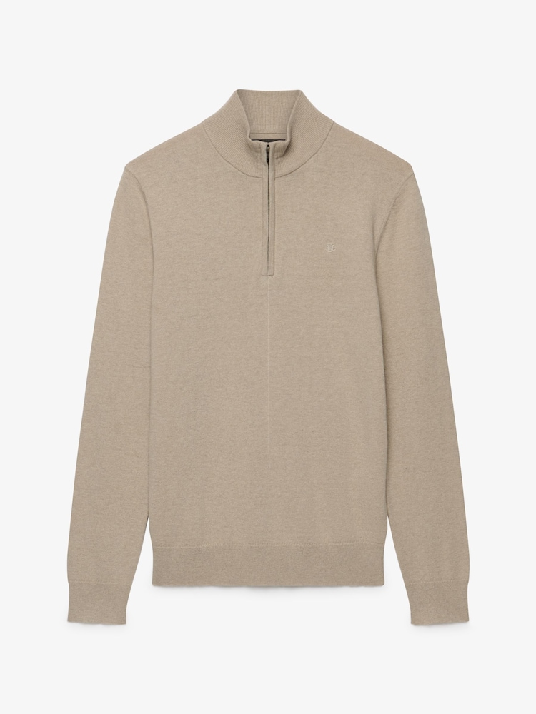 Superdry Natural Essential Lambswool Blend 1/2 Zip Jumper - Image 1 of 1