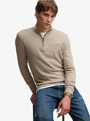 Superdry Natural Essential Lambswool Blend 1/2 Zip Jumper - Image 5 of 7