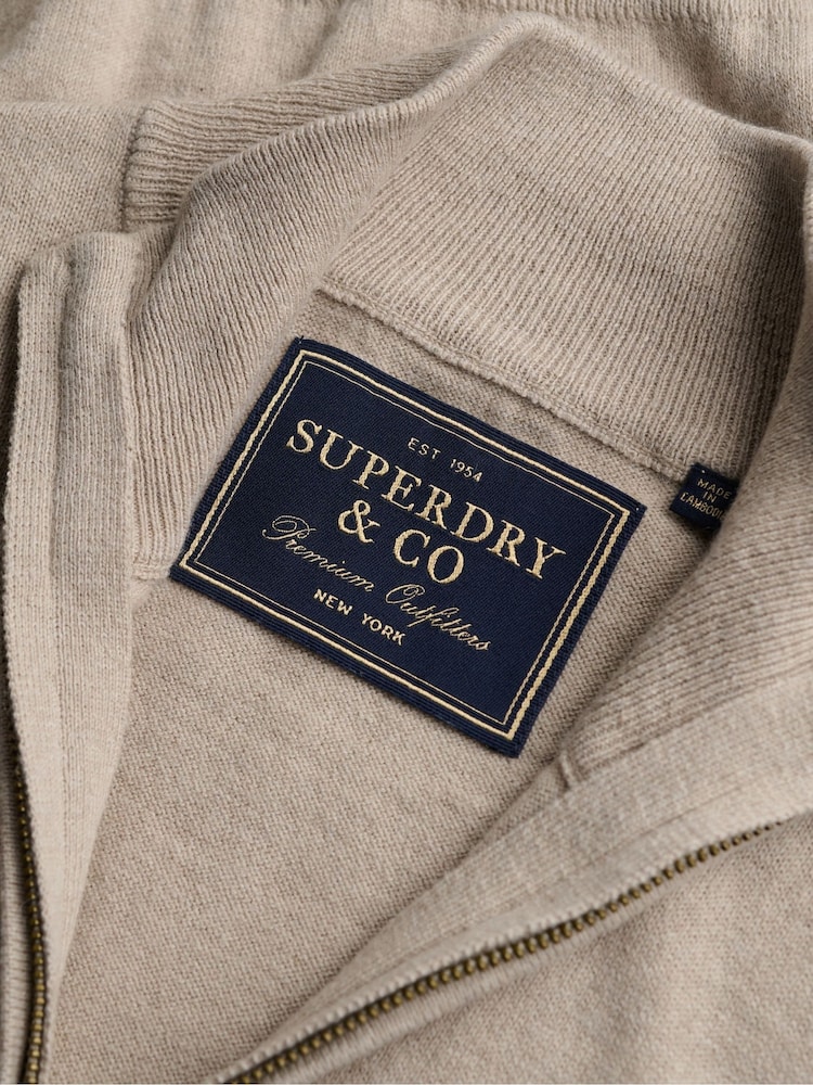 Superdry Natural Essential Lambswool Blend 1/2 Zip Jumper - Image 7 of 7 Superdry Natural Essential Lambswool Blend 1/2 Zip Jumper - Image 7 of 7