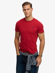 Superdry Bright Red Essential Logo Embroidery T-Shirt - Image 1 of 7