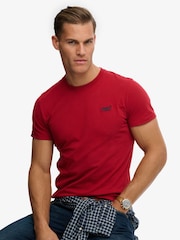 Superdry Bright Red Essential Logo Embroidery T-Shirt - Image 3 of 7