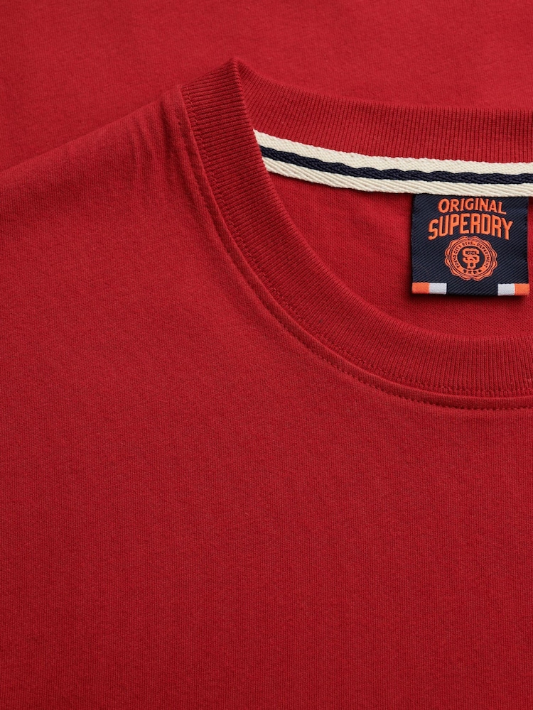 Superdry Bright Red Essential Logo Embroidery T-Shirt - Image 7 of 7 Superdry Bright Red Essential Logo Embroidery T-Shirt - Image 7 of 7