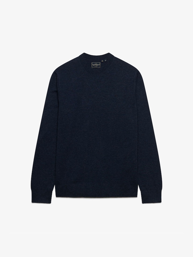Superdry Navy Blue Essential Lw Wool Blend Jumper - Image 1 of 2
