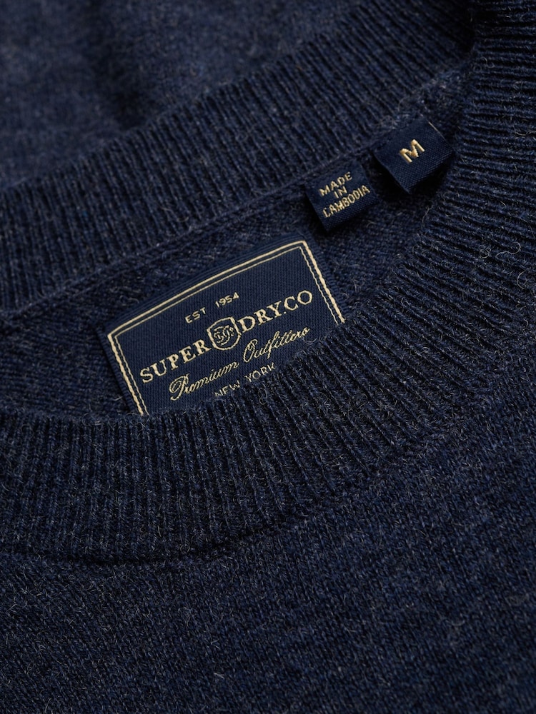 Superdry Navy Blue Essential Lw Wool Blend Jumper - Image 2 of 2