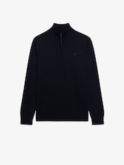 Superdry Dark Blue Essential Lambswool Blend 1/2 Zip Jumper - Image 1 of 2