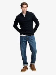 Superdry Dark Blue Essential Lambswool Blend 1/2 Zip Jumper - Image 3 of 6