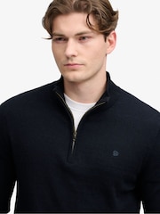 Superdry Dark Blue Essential Lambswool Blend 1/2 Zip Jumper - Image 4 of 6