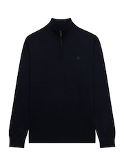Superdry Dark Blue Essential Lambswool Blend 1/2 Zip Jumper - Image 5 of 6