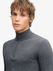 Superdry Grey Essential Lambswool Blend 1/2 Zip Jumper - Image 5 of 7