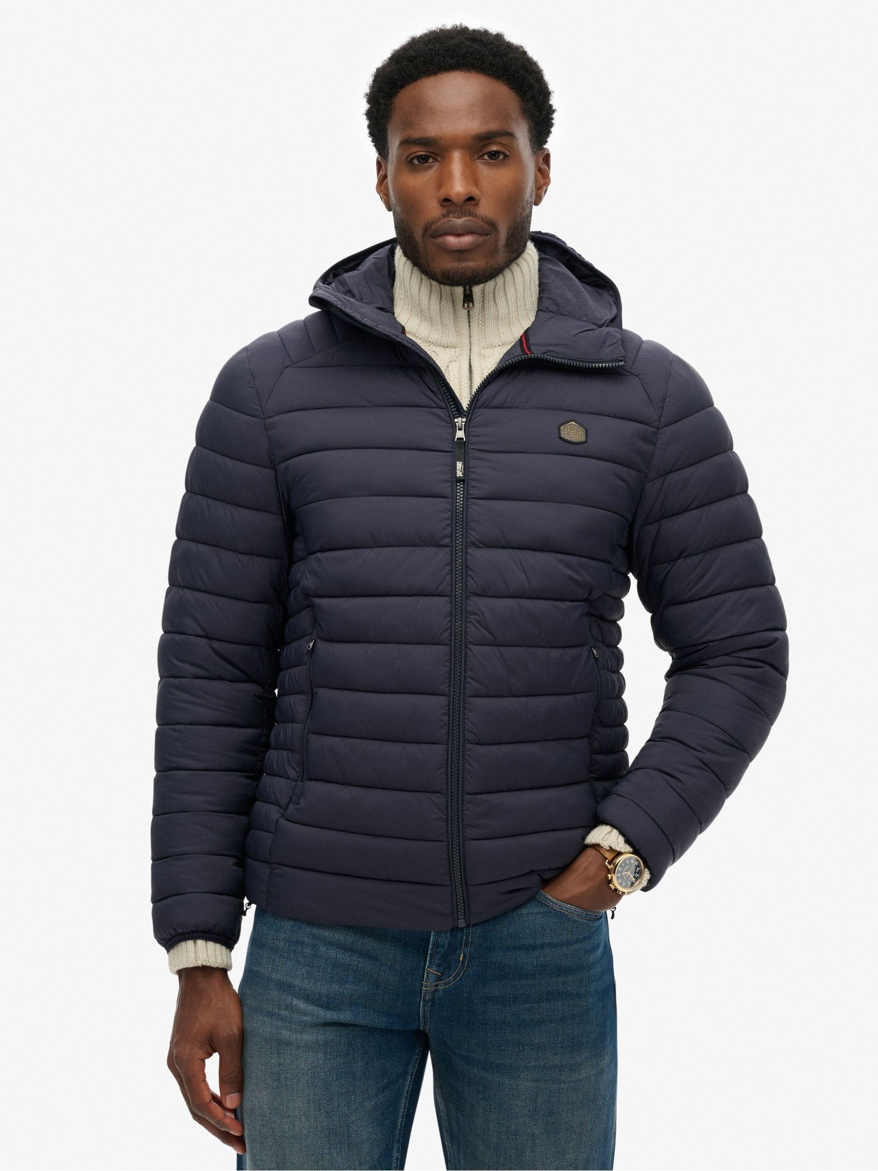 Superdry Hooded Fuji Lite Jacket, Navy, Size S, Men - Image 5