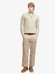 Superdry Cream Jacob Cable Half Zip Knit Jumper - Image 5 of 7