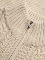 Superdry Cream Jacob Cable Half Zip Knit Jumper - Image 7 of 7