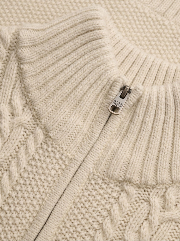 Superdry Cream Jacob Cable Half Zip Knit Jumper - Image 7 of 7