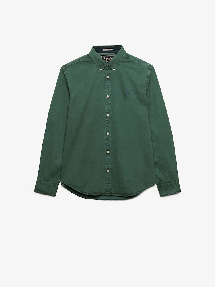 Zeleno - Superdry Garment Dyed košulja dugih rukava - Slika 1 od 2