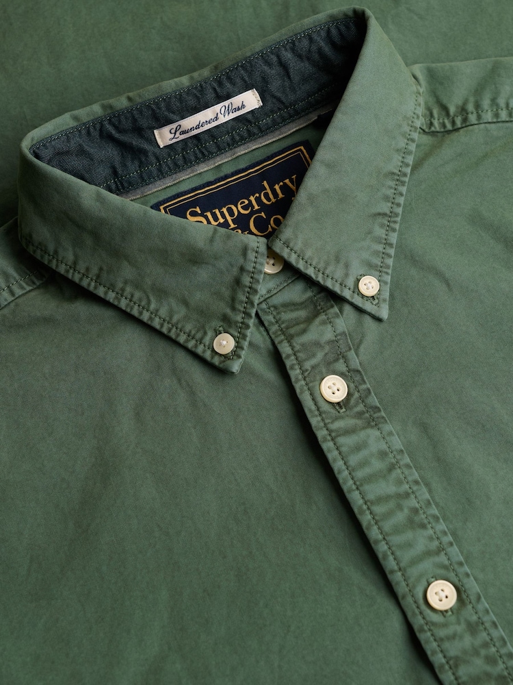 Zeleno - Superdry Garment Dyed košulja dugih rukava - Slika 2 od 2