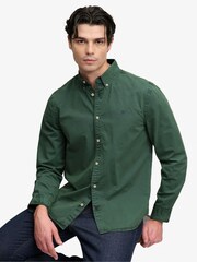 Superdry Green Garment Dyed Long Sleeve Shirt - Image 5 of 7