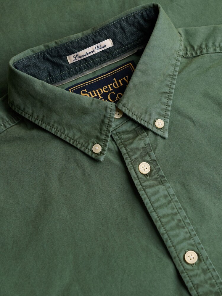 Superdry Green Garment Dyed Long Sleeve Shirt - Image 7 of 7