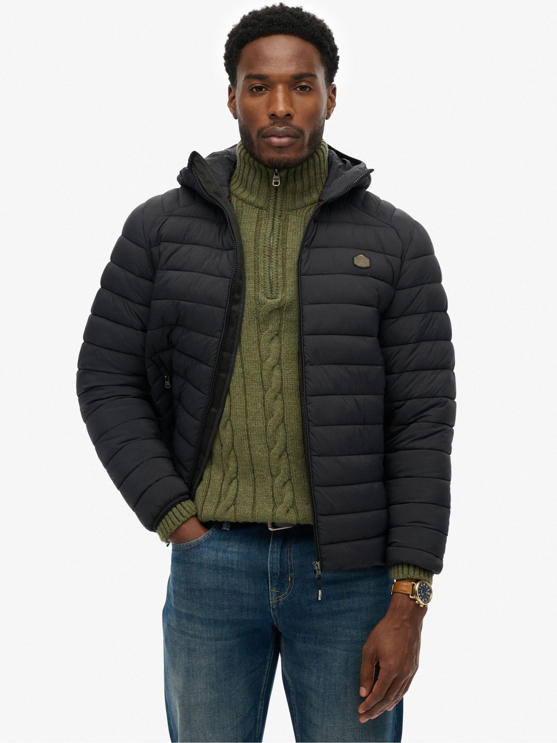Superdry Men's Black Hooded Sweatshirt Fuji Lite - Image 4