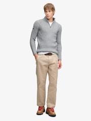 Superdry Grey Jacob Cable Half Zip Knit Jumper - Image 3 of 7