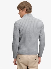 Superdry Grey Jacob Cable Half Zip Knit Jumper - Image 4 of 7