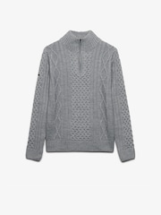 Superdry Grey Jacob Cable Half Zip Knit Jumper - Image 7 of 7