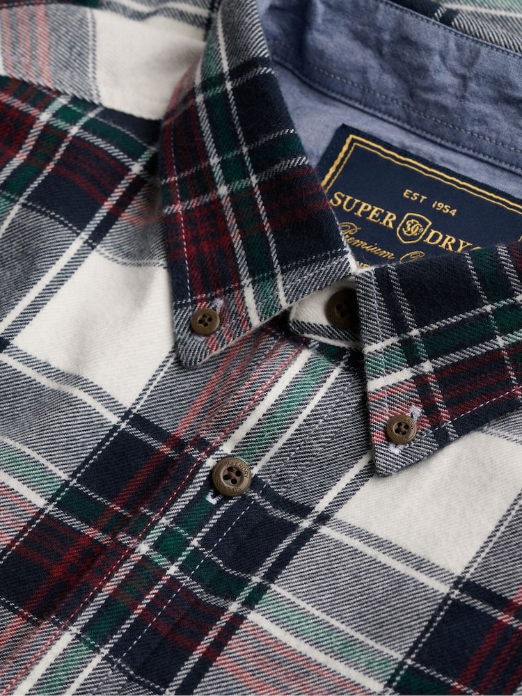 أبيض - قميص قطن بكم طويل Lumberjack من Superdry - صورة 8 من 8
