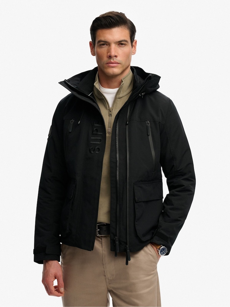 Superdry Black Hooded Ultimate Embroidered Windbreaker - Image 7 of 7