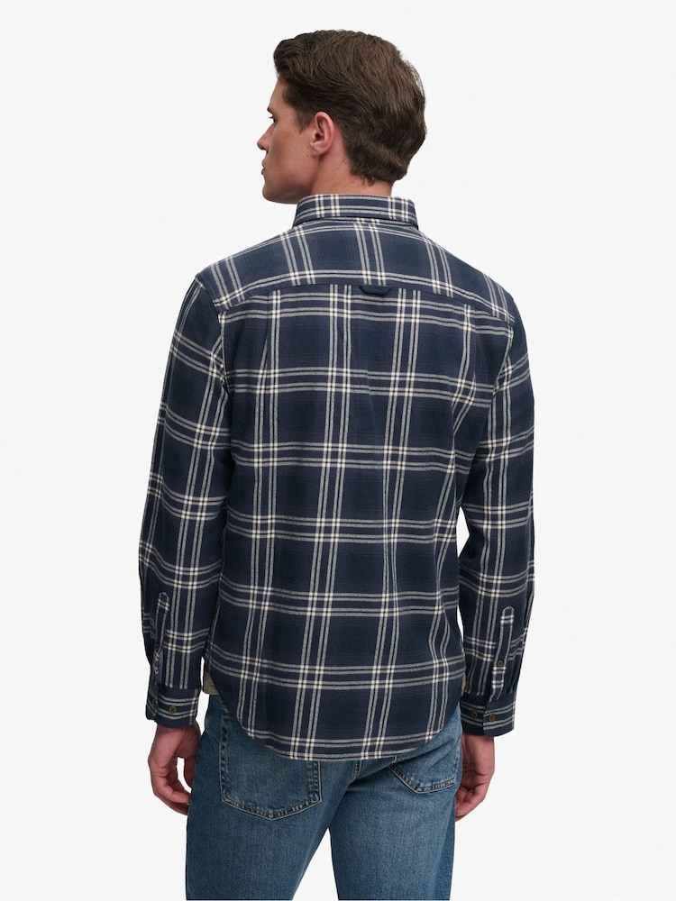 Superdry Blue/White Long Sleeve Cotton Lumberjack Shirt - Image 2 of 8 Superdry Blue/White Long Sleeve Cotton Lumberjack Shirt - Image 2 of 8