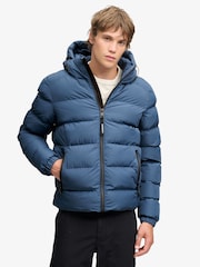 Superdry Cobalt Blue Hooded Sports Puffer Jacket - Image 5 of 8