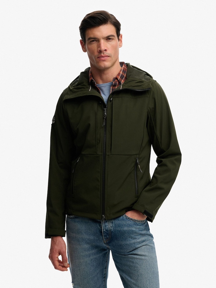 Superdry Green Hooded Softshell Trekker Jacket - Image 2 of 6 Superdry Green Hooded Softshell Trekker Jacket - Image 2 of 6