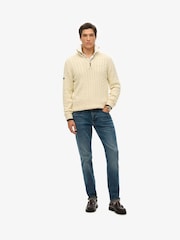 Superdry Cream Preppy Cotton Cable Half Zip Jumper - Image 4 of 7