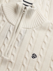 Superdry Cream Preppy Cotton Cable Half Zip Jumper - Image 6 of 7