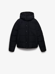 Superdry Black Premium Hood Puffer Coats - Image 1 of 1