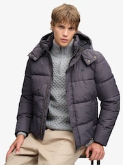 Superdry Grey Premium Hood Puffer Coats - Image 3 of 6
