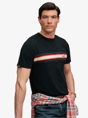 Negru - Superdry Outdoor Stripe Logo Rlxd T-Shirt - Imaginea 2 din 7