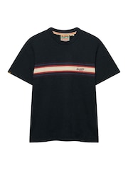 Negru - Superdry Outdoor Stripe Logo Rlxd T-Shirt - Imaginea 7 din 7