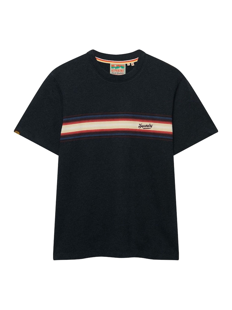 Negru - Superdry Outdoor Stripe Logo Rlxd T-Shirt - Imaginea 7 din 7