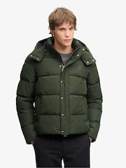 Superdry Green Premium Hood Puffer Coats - Image 1 of 6
