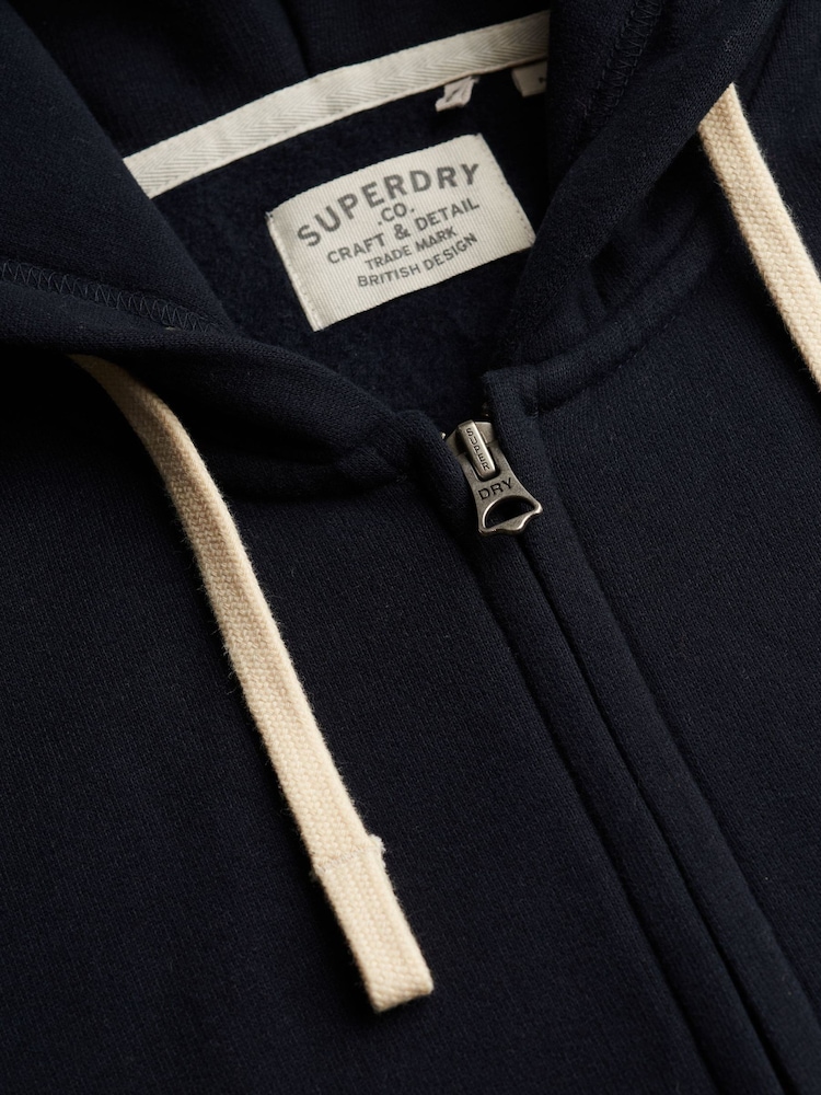 Superdry Blue Monogram Embroidered Zip Hoodie - Image 6 of 6 Superdry Blue Monogram Embroidered Zip Hoodie - Image 6 of 6