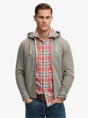 Superdry Light Grey Monogram Embroidered Zip Hoodie - Image 2 of 5