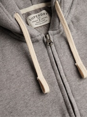 Superdry Light Grey Monogram Embroidered Zip Hoodie - Image 5 of 5