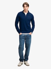 أزرق - كنزة Prep Essential قطنية بنصف سحاب من Superdry - صورة 2 من 8