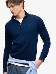 أزرق - كنزة Prep Essential قطنية بنصف سحاب من Superdry - صورة 3 من 8