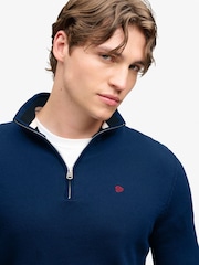أزرق - كنزة Prep Essential قطنية بنصف سحاب من Superdry - صورة 4 من 8