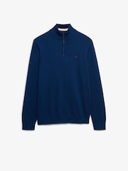 أزرق - كنزة Prep Essential قطنية بنصف سحاب من Superdry - صورة 6 من 8