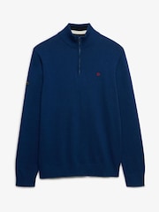 أزرق - كنزة Prep Essential قطنية بنصف سحاب من Superdry - صورة 7 من 8