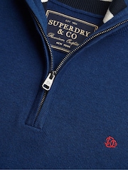 أزرق - كنزة Prep Essential قطنية بنصف سحاب من Superdry - صورة 8 من 8