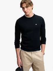 Superdry Navy Blue Crew Neck Essential Cotton Jumper - Image 3 of 7
