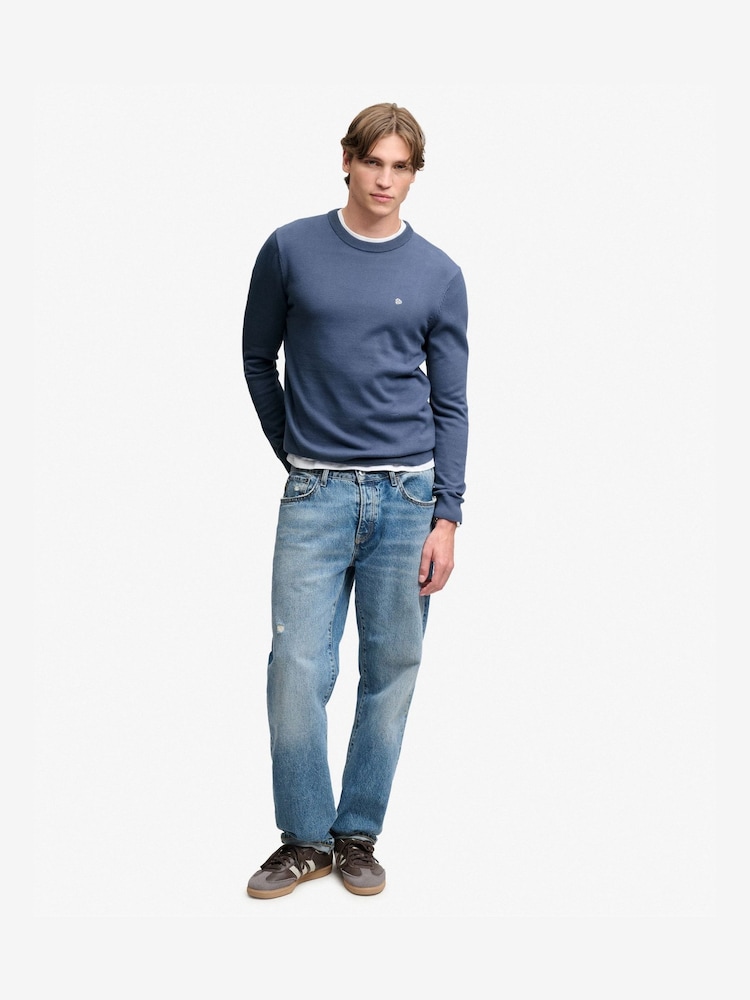 Superdry Blue Prep Essential Cotton Jumper - Image 2 of 8