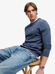 Superdry Blue Prep Essential Cotton Jumper - Image 4 of 8